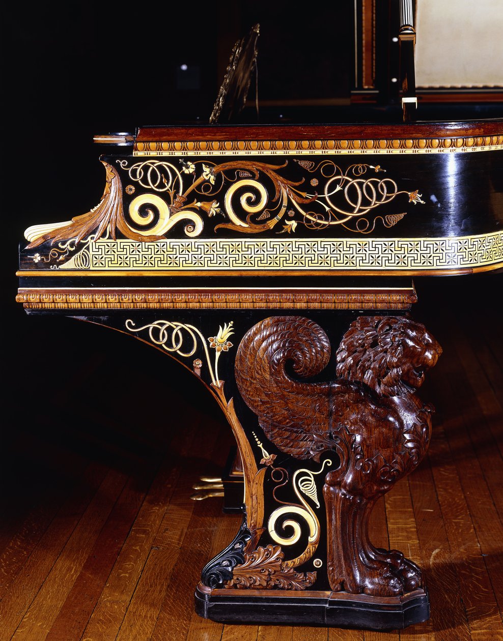 En mycket viktig pianoforte designad av Sir Lawrence Alma-Tadema, action av Steinway New York. Byggd 1887, 1887 av Lawrence Alma Tadema