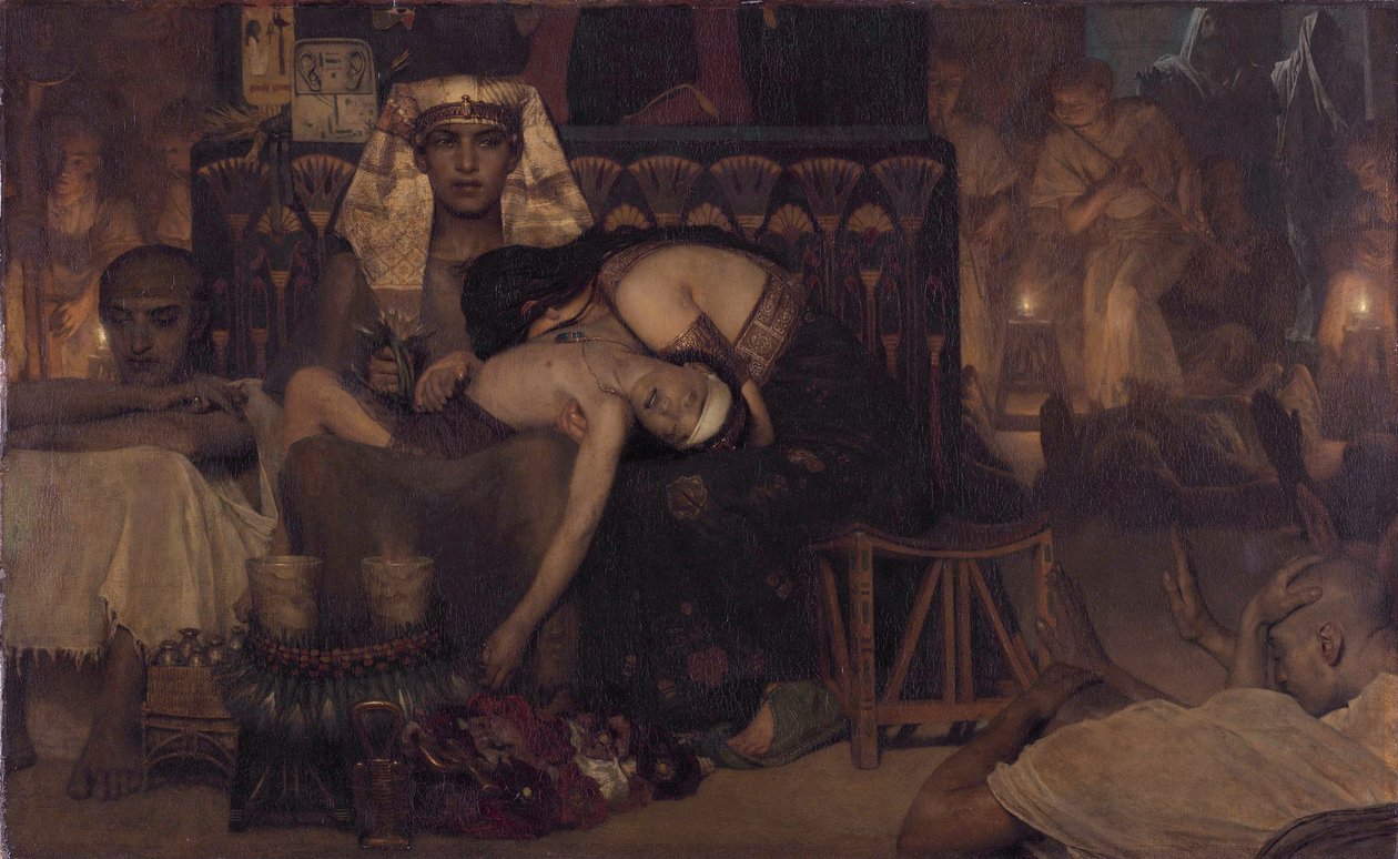 Dutch: Faraos förstfödde sons död (2 Mos 12:29) Faraos förstfödde sons död (2 Mos 12:29) av Lawrence Alma Tadema