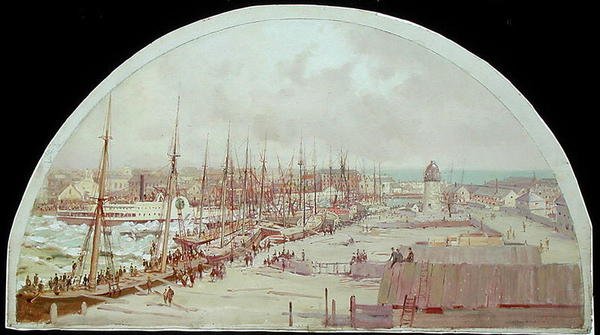 Den stora översvämningen i Chicago 1849 (olja på duk) av Lawrence Carmichael Earle