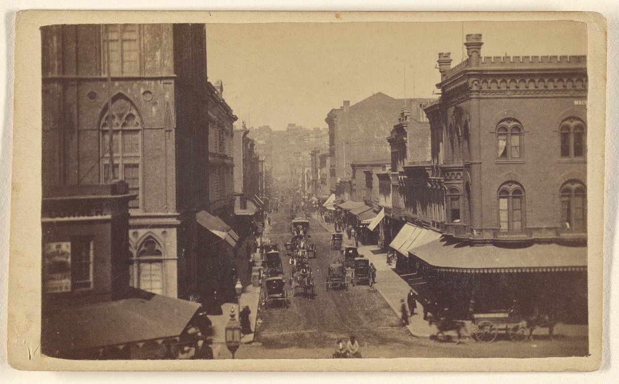 Montgomery Street från Market Street; San Francisco; Ögonblicklig. av Lawrence and Houseworth