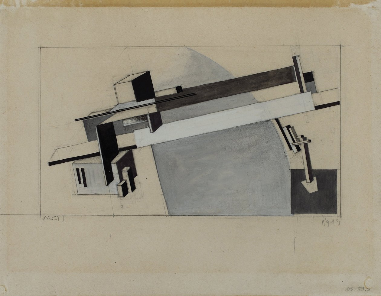 Proun Study 1A (Proun S. K.) the Bridge av Eliezer Markowich Lissitzky