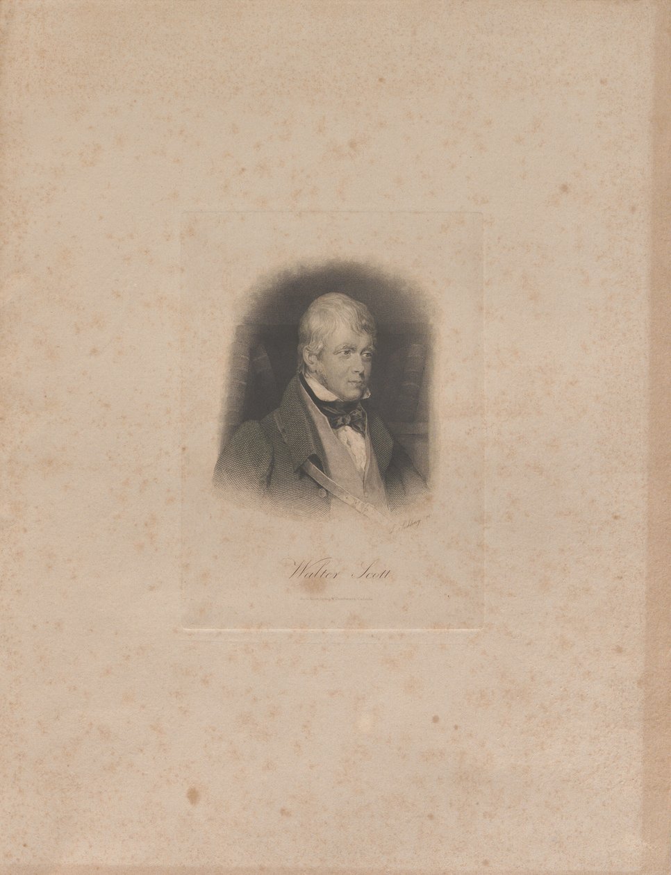 Porträtt av den historiska romanförfattaren och poeten Sir Walter Scott 1771-1832, ca. 1840. av Lazarus Gottlieb Sichling