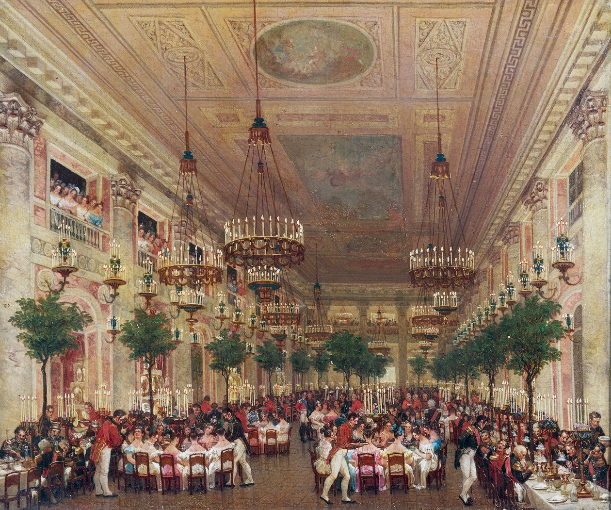 Bankett ges på Tuilerierna för Leopold I:s äktenskap med prinsessan Louise Marie av Orleans av Le Baron Attalin