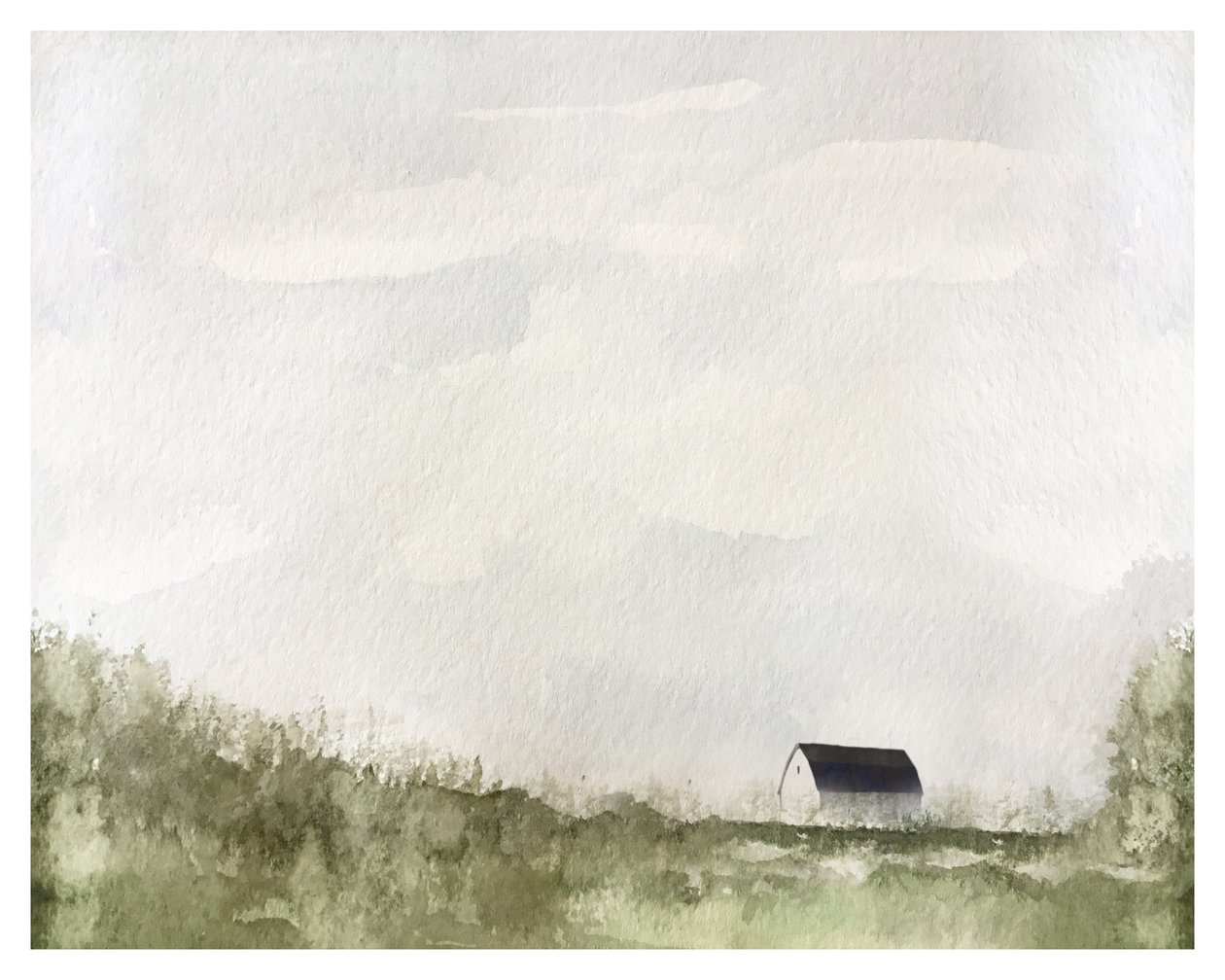 White Barn, ca 2019 (blandteknik) av Leah Straatsma