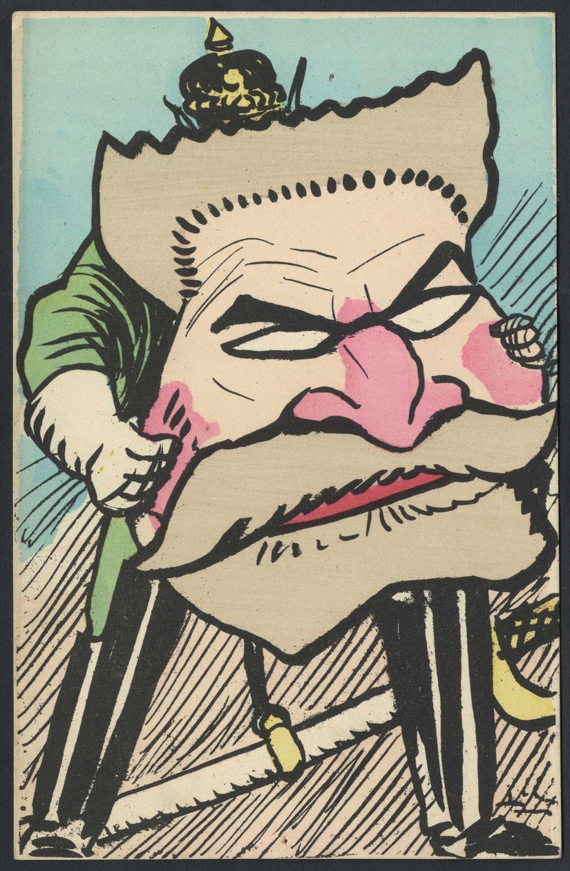 Vykort, satirisk i färger, ca. 1905: Tyskland Preussen, Patriotism - Jaures Jean - Illustration av Leal de Camara (1877-1948) av Leal de Camara