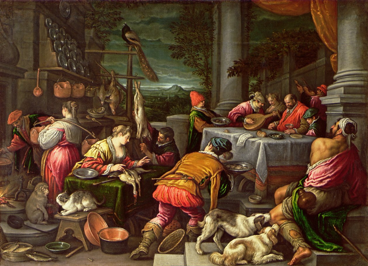 Den rike mannen och Lasarus, 1590-95 av Leandro da Ponte Bassano