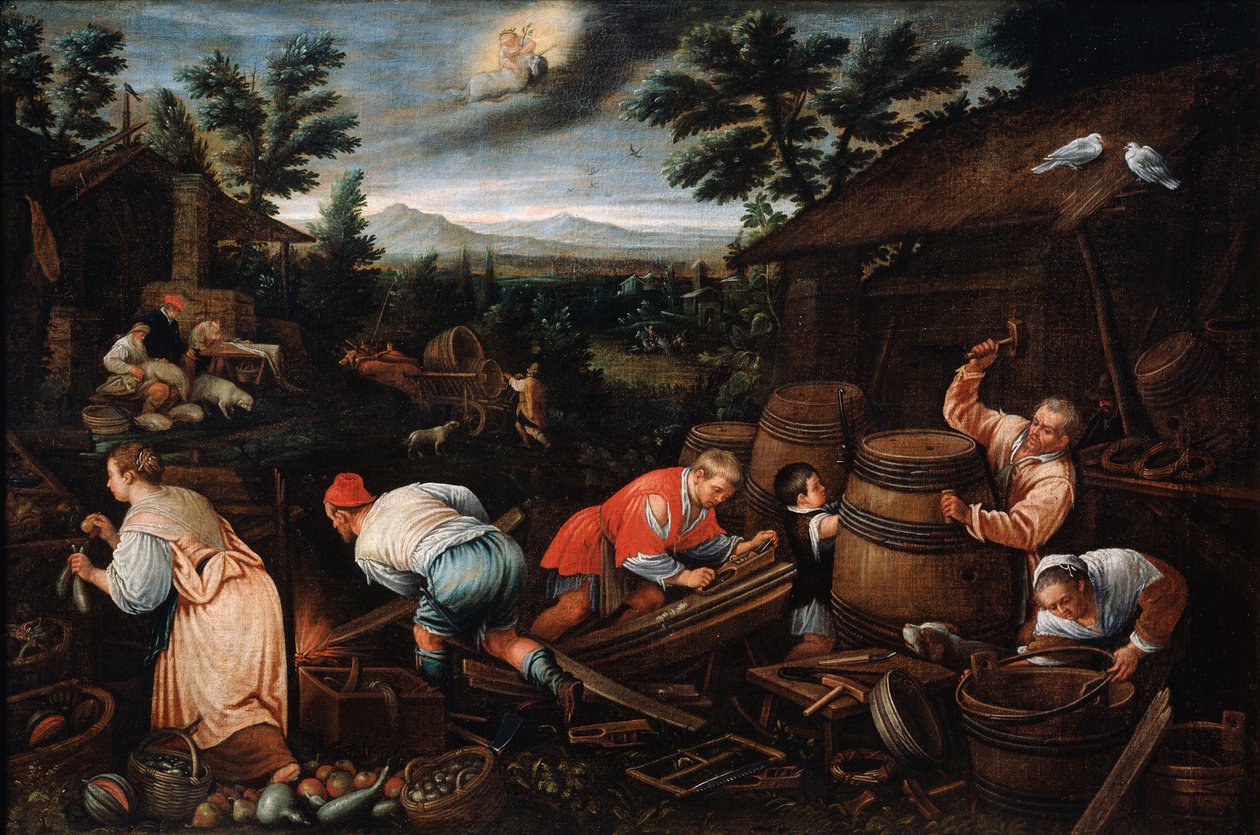 August från serien Årstiderna, sent 1500-tal eller tidigt 1600-tal av Leandro Bassano