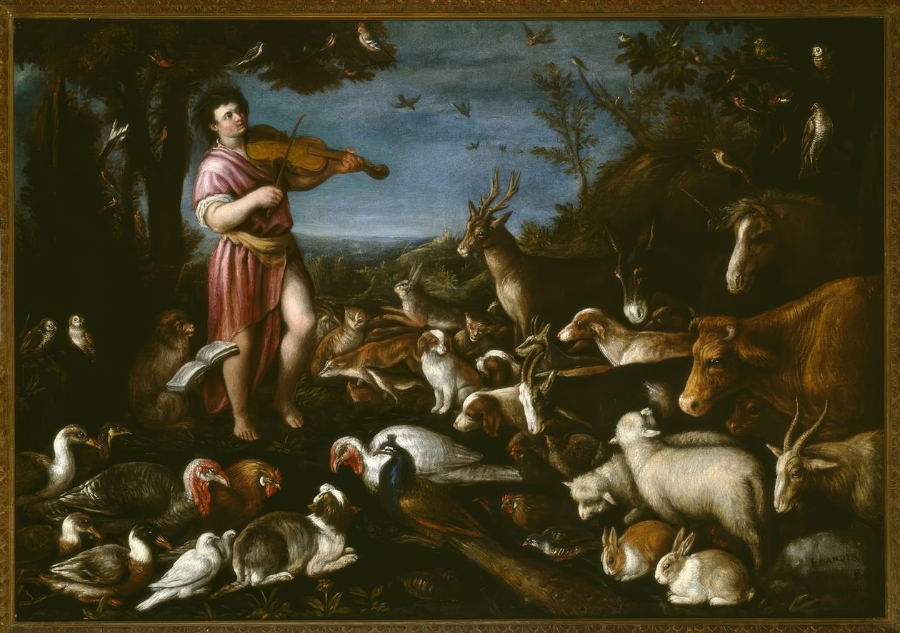 L. da Ponte Bassano, Orfeus förtrollar djuren / Målning av Leandro Bassano