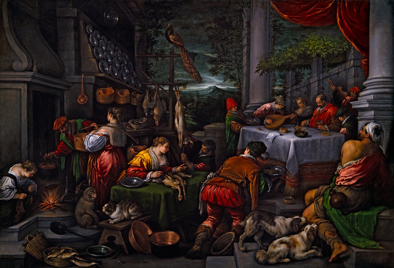 Lazarus och Dives, ca 1570 (olja på duk) av Leandro Bassano