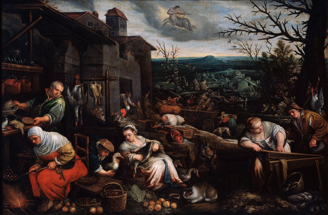 November från serien Årstiderna, sent 1500-tal eller tidigt 1600-tal av Leandro Bassano