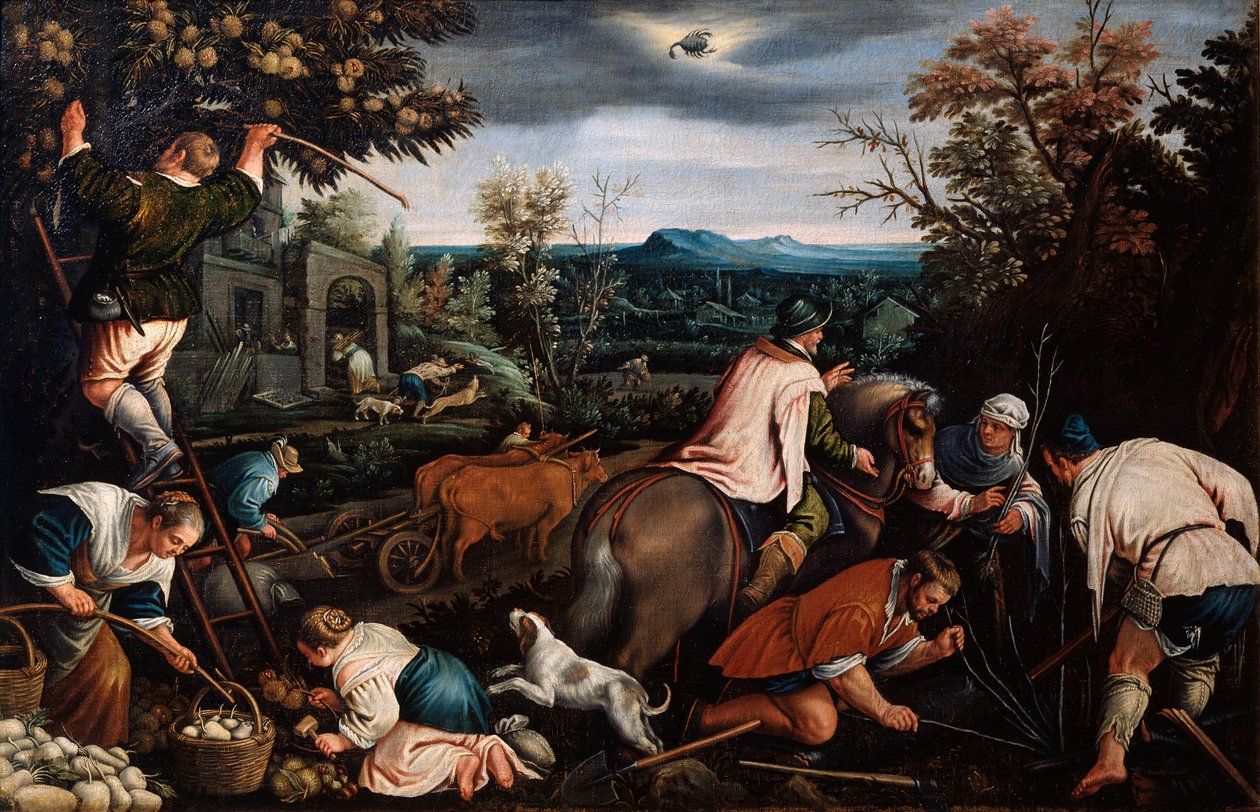 Oktober från serien Årstiderna, sent 1500-tal eller tidigt 1600-tal av Leandro Bassano