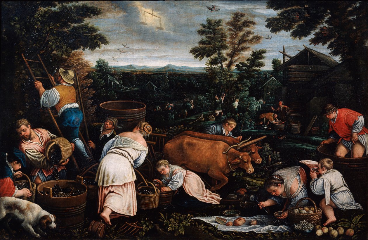 September från serien Årstiderna, sent 1500-tal eller tidigt 1600-tal av Leandro Bassano