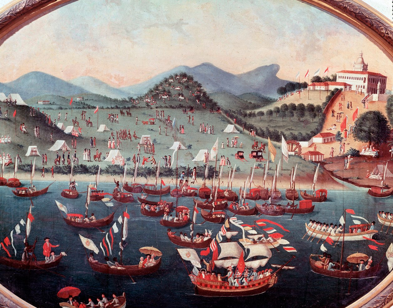 Sjöprocession framför Lazarus sjukhus (Lazarus) i Rio de Janeiro i Brasilien Akvarell av Leandro Joaquim (1738-1798) 1700-talets Rio de Janeiro, National Historical Museum av Leandro Joachim