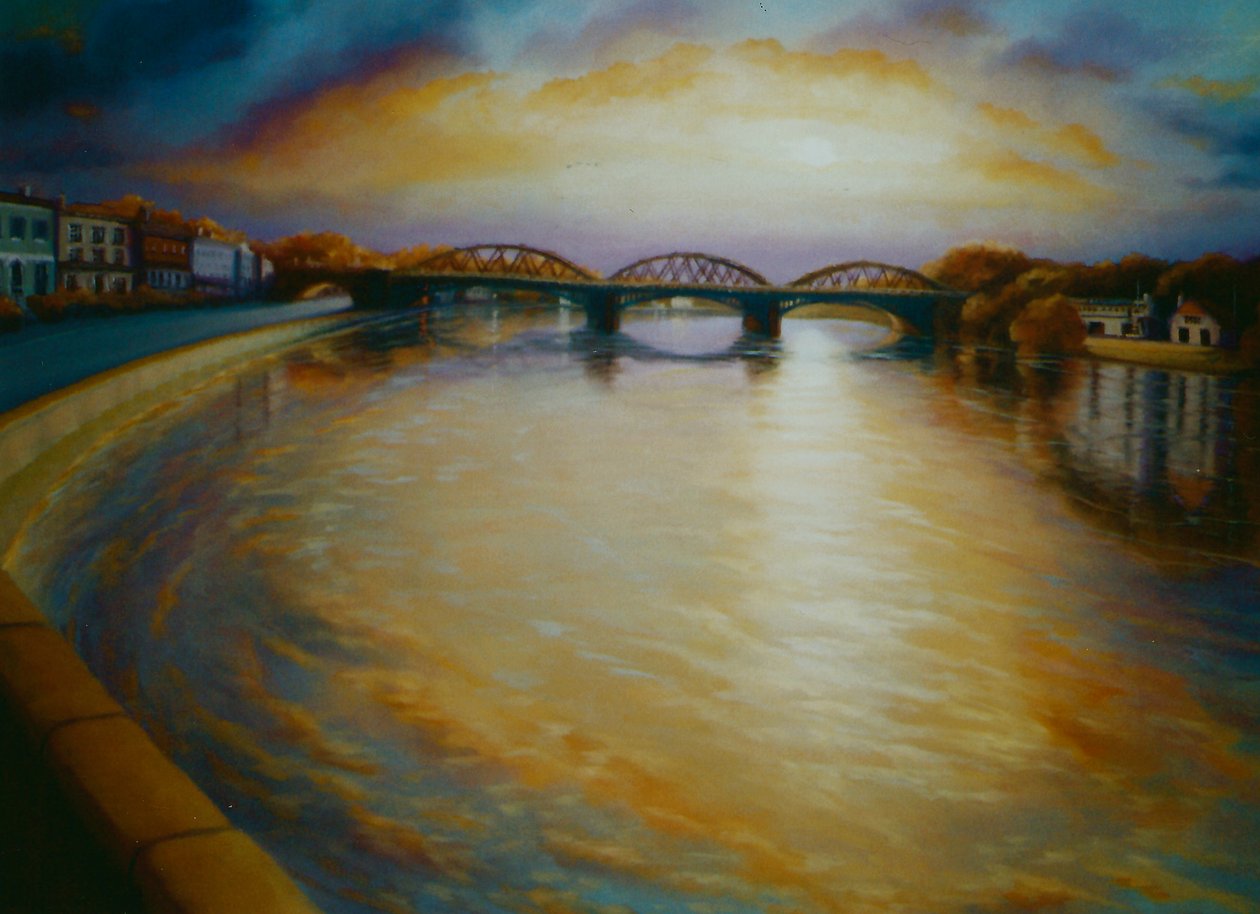 Barnes Bridge, 2006 Thames River solnedgång av Lee Campbell