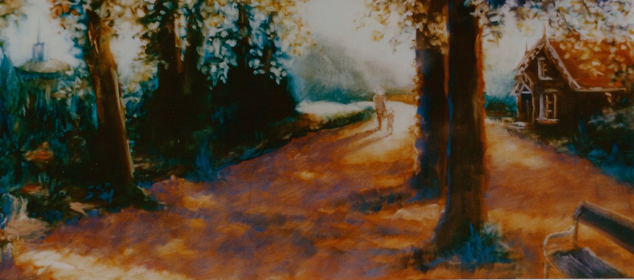 Dane John Gardens, Canterbury, 2000 (olja på papper) av Lee Campbell