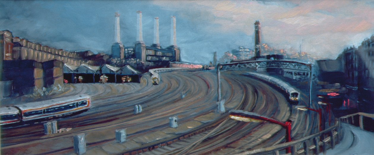 Ebury Bridge, 1998 (olja på papper) Victoria Station av Lee Campbell