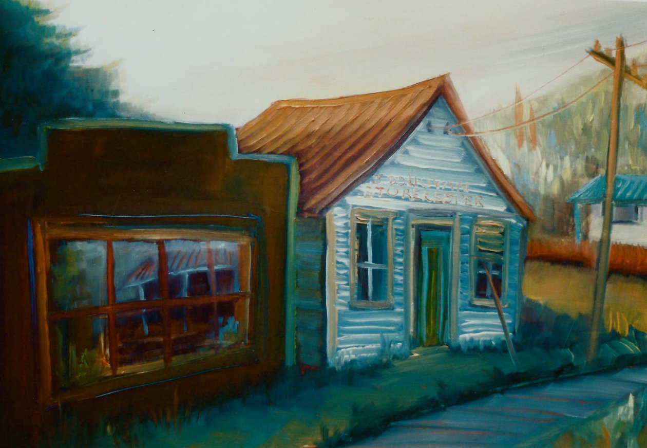 Ghost Town, West Coast, NZ, 1998 (olja på papper) av Lee Campbell