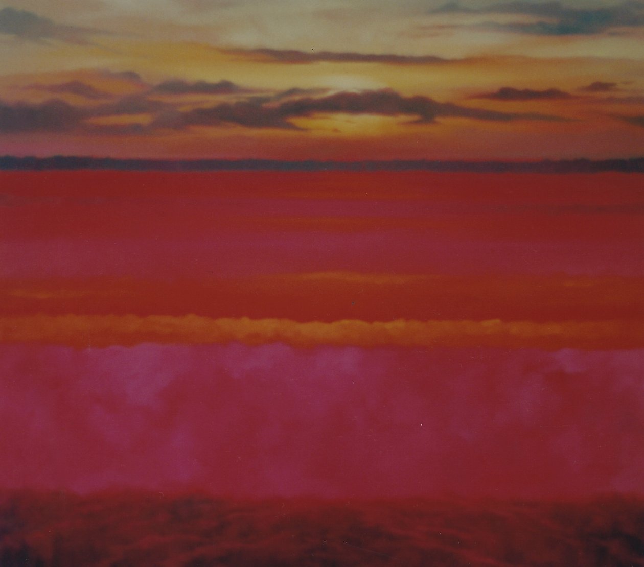 Glödande soluppgång, 2004 olja på duk Himmel och rosa abstrakt landskap av Lee Campbell