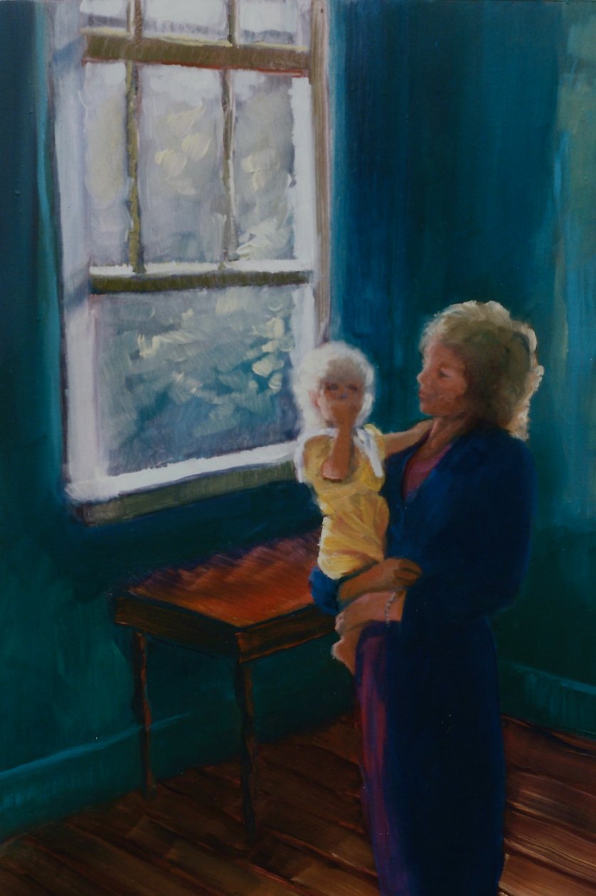 Lily och Mira, 1997 olja på papper av Lee Campbell
