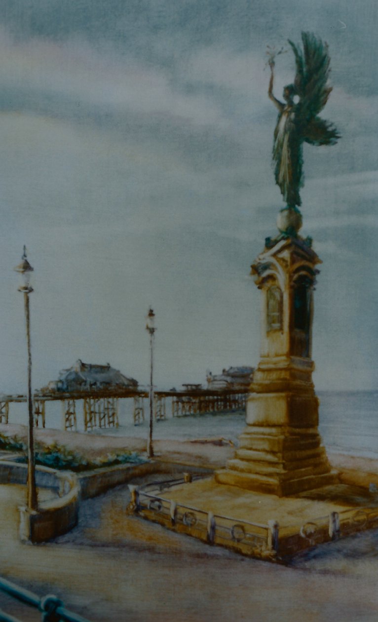 Angel of Hove, 2000 (olja på papper) Brighton staty av Lee Campbell