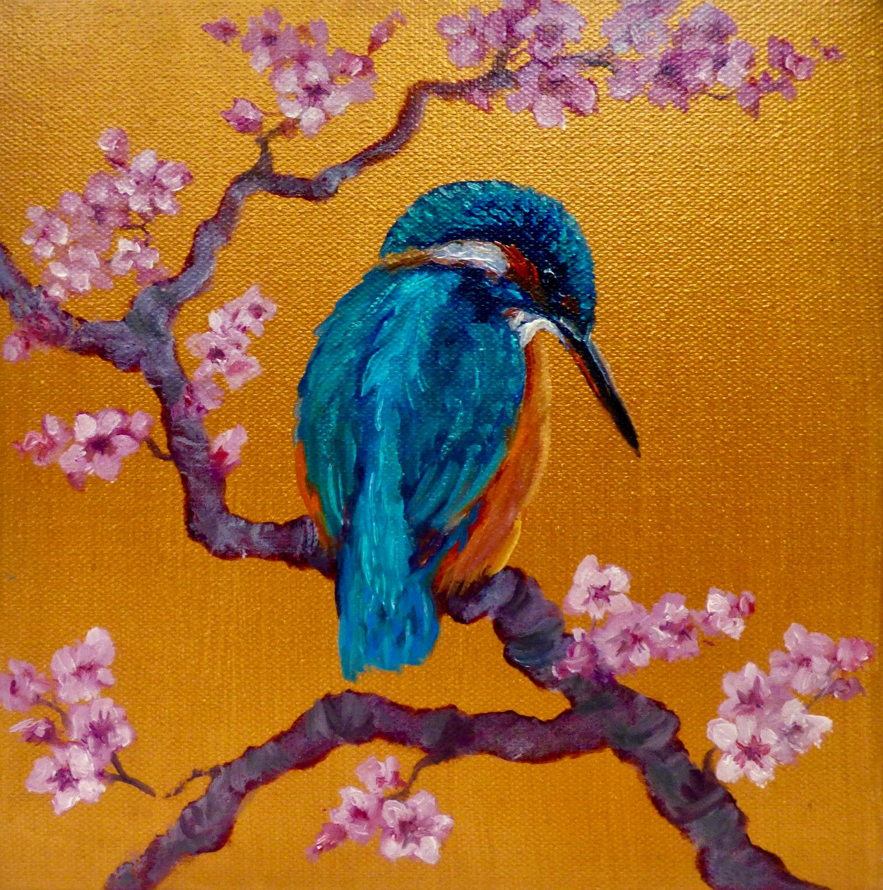 Kingfisher on Blossoms II, 2022 av Lee Campbell
