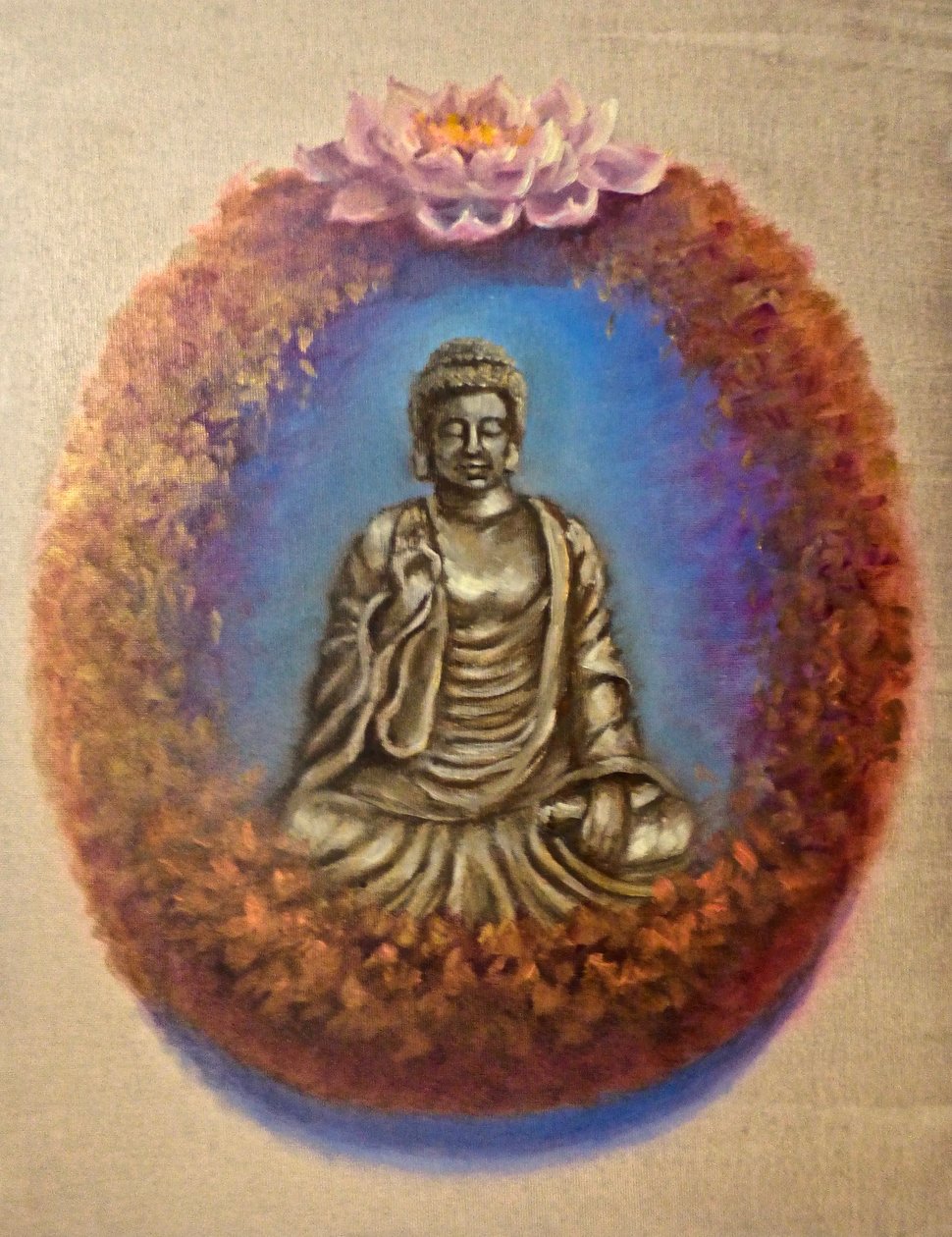 Peace - Buddha, 2024 (olja på duk) av Lee Campbell