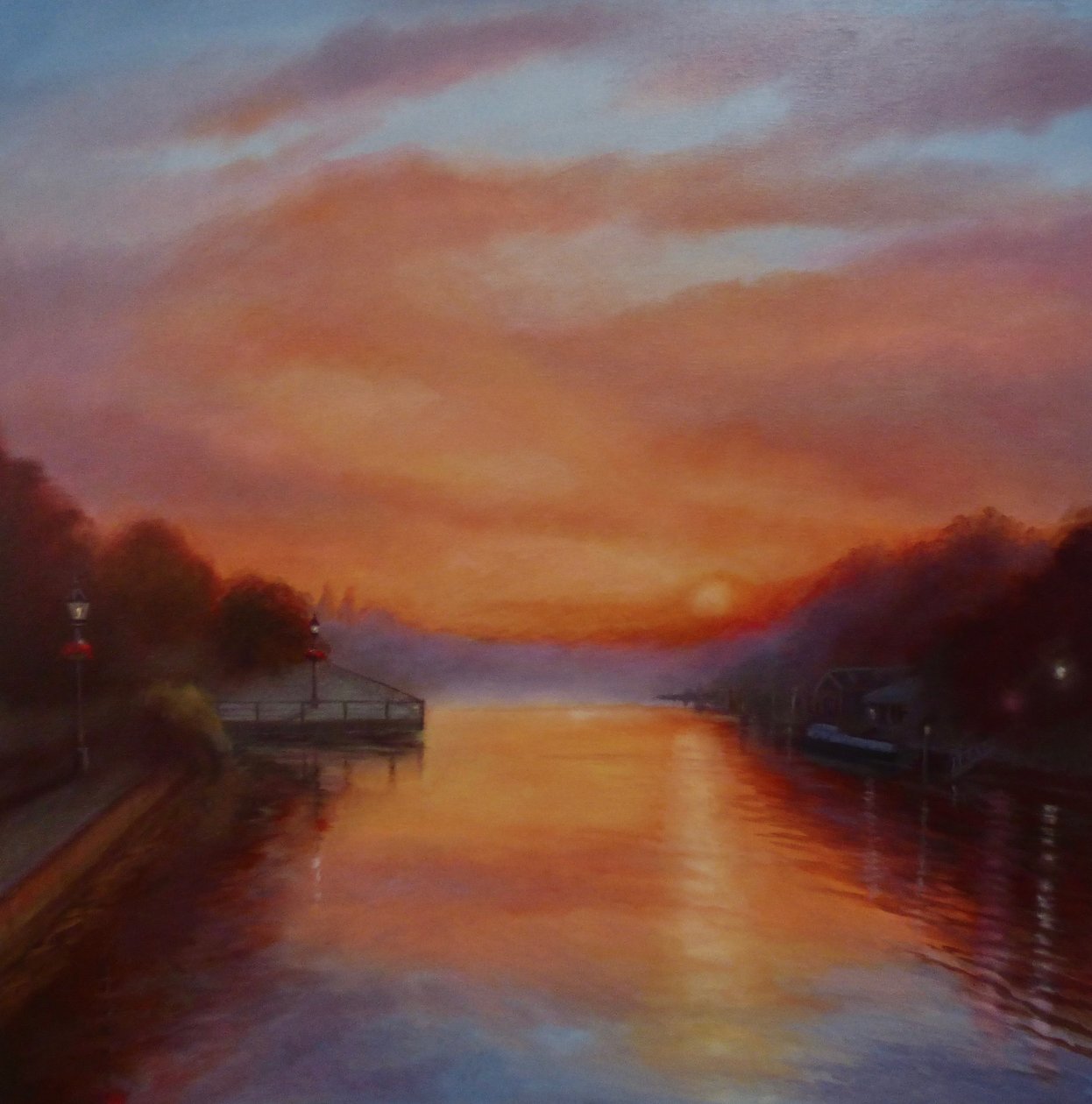 Thames Sunrise, 2024 (olja på duk) av Lee Campbell