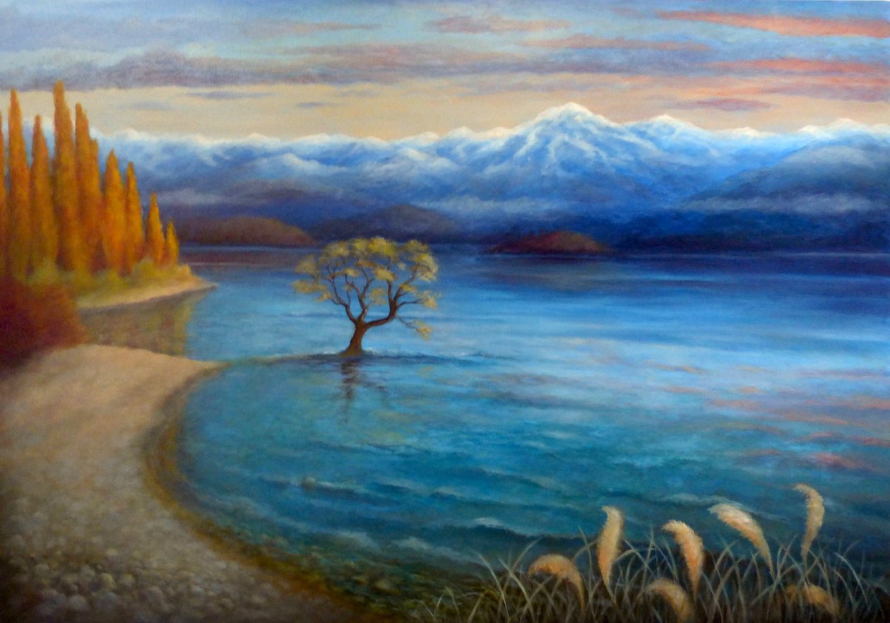 The Wanaka Tree, 2024 (olja på duk) av Lee Campbell
