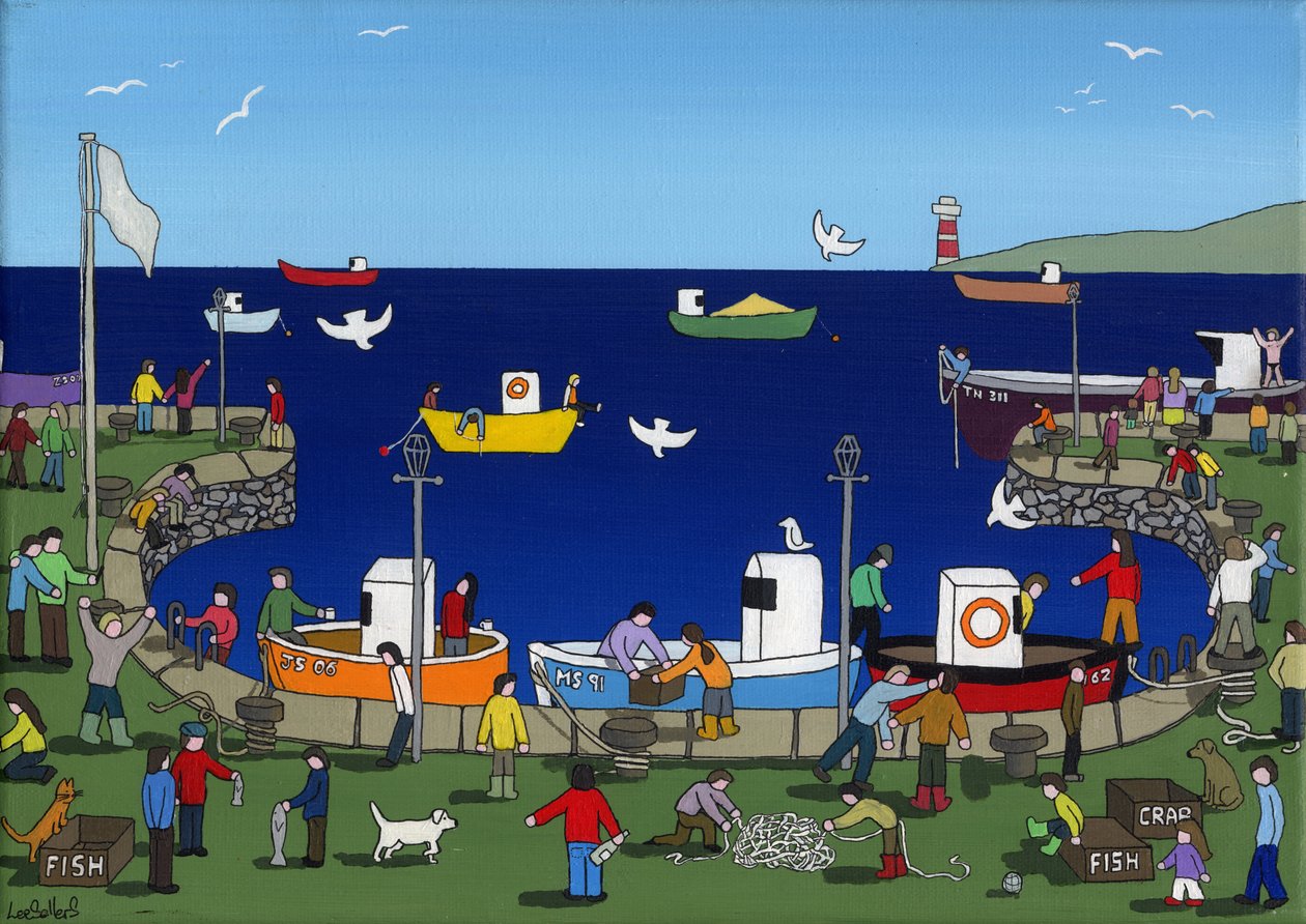 The Harbour, 2015, (Akryl och bläck på duk) av Lee Sellers