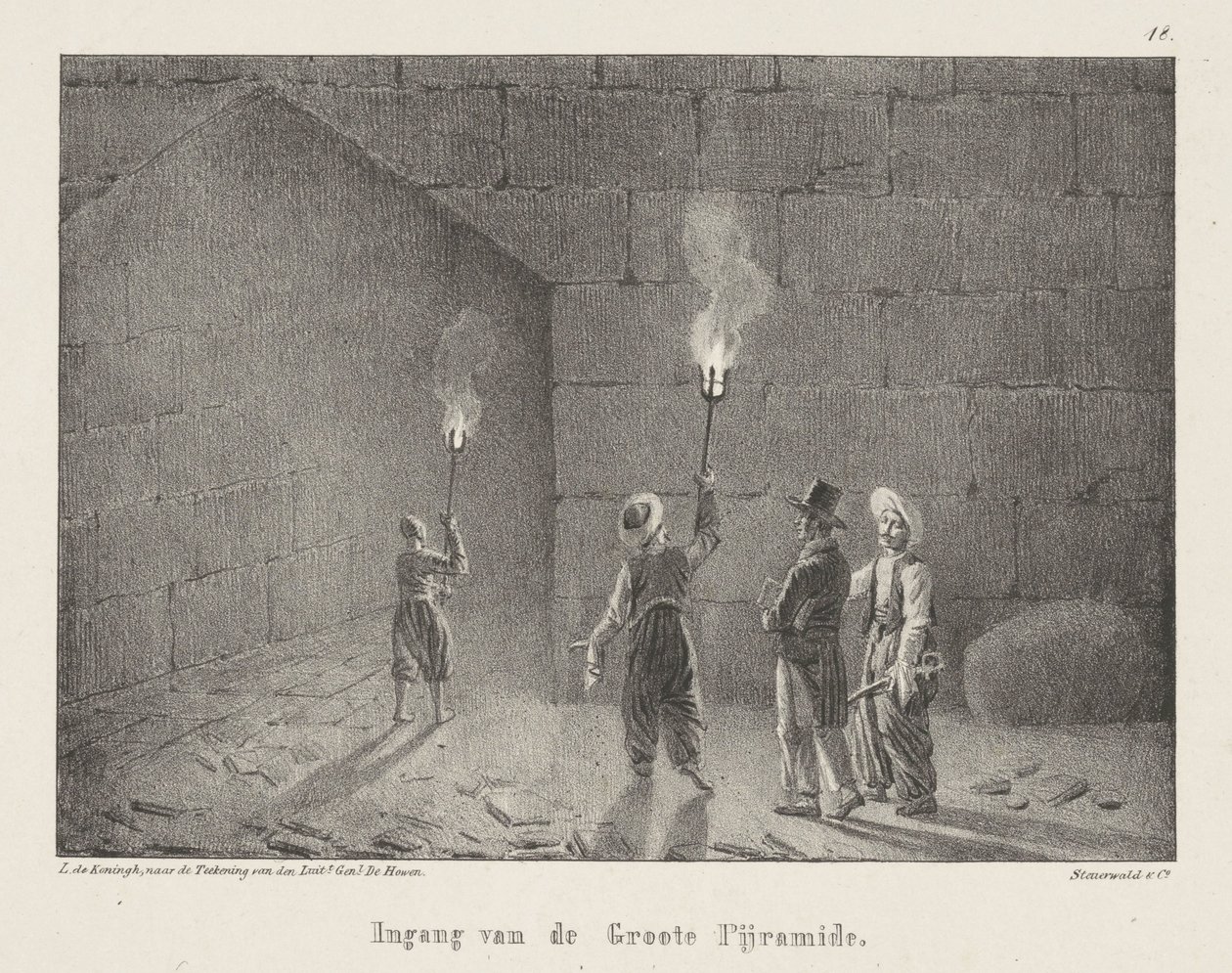 Ingång till en pyramid Ingången till den stora pyramiden (titel på objektet) Egyptian-Faces tredje sexan (serietitel) Egyptian-Views (serietitel) av Leendert de Koningh