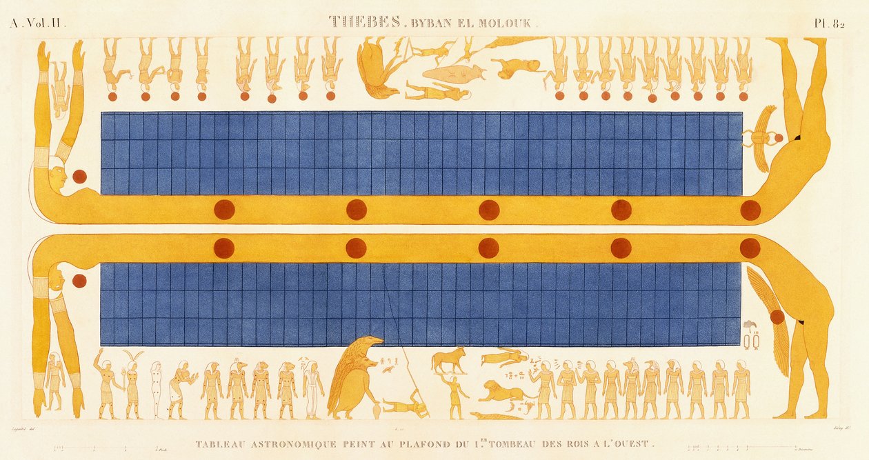 Thebe, Byban el Molouk, ca 1809-1812 (färgstick) av Legentil (after)