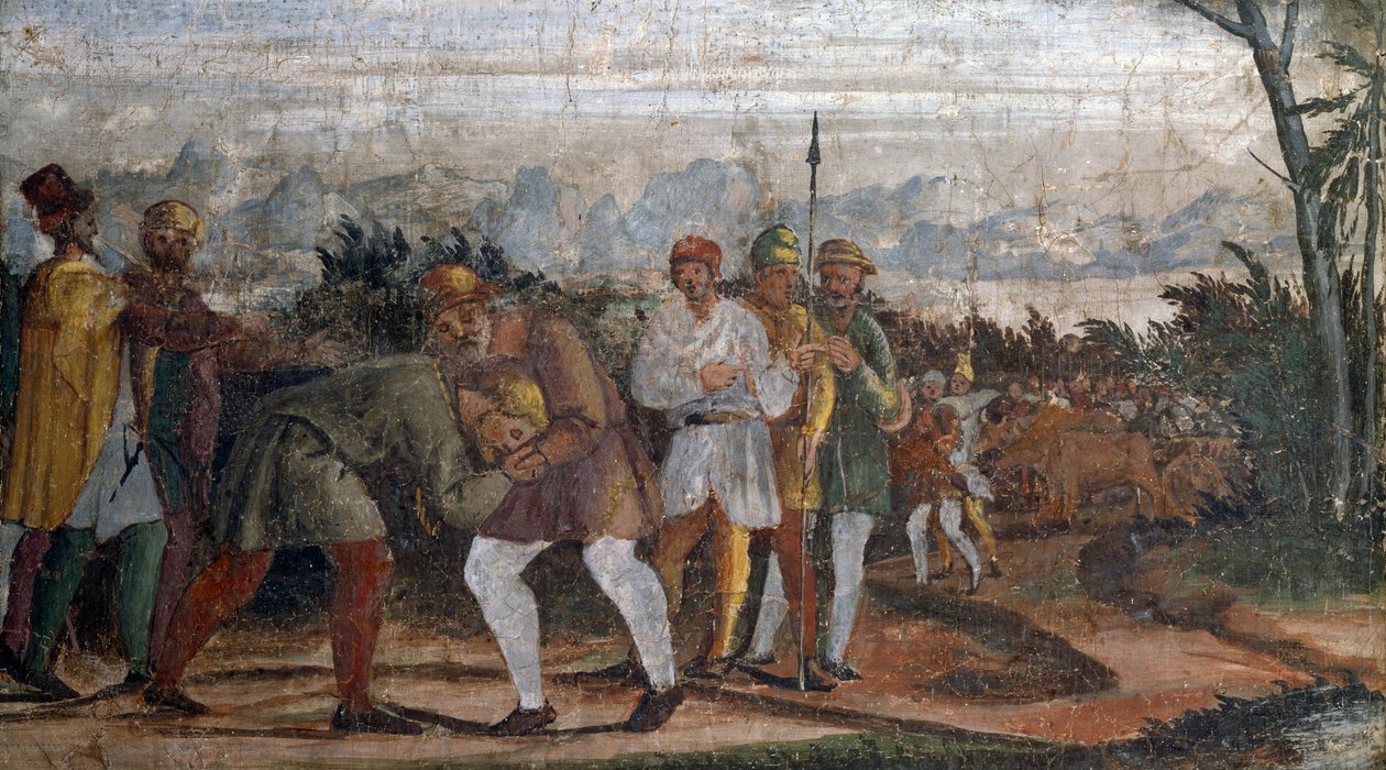 Scen från Life of Prodigal Son, av Circle of Lelio Orsi (1511-1587), Rocca di Novellara, Emilia-Romagna, Italien av Lelio Orsi da Novellara