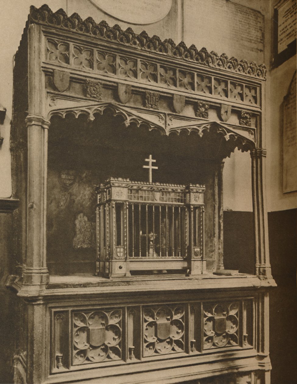 Ständigt brinnande lampa för underhåll av Toc H i Allhallows, Barking, c1935. av Lemere