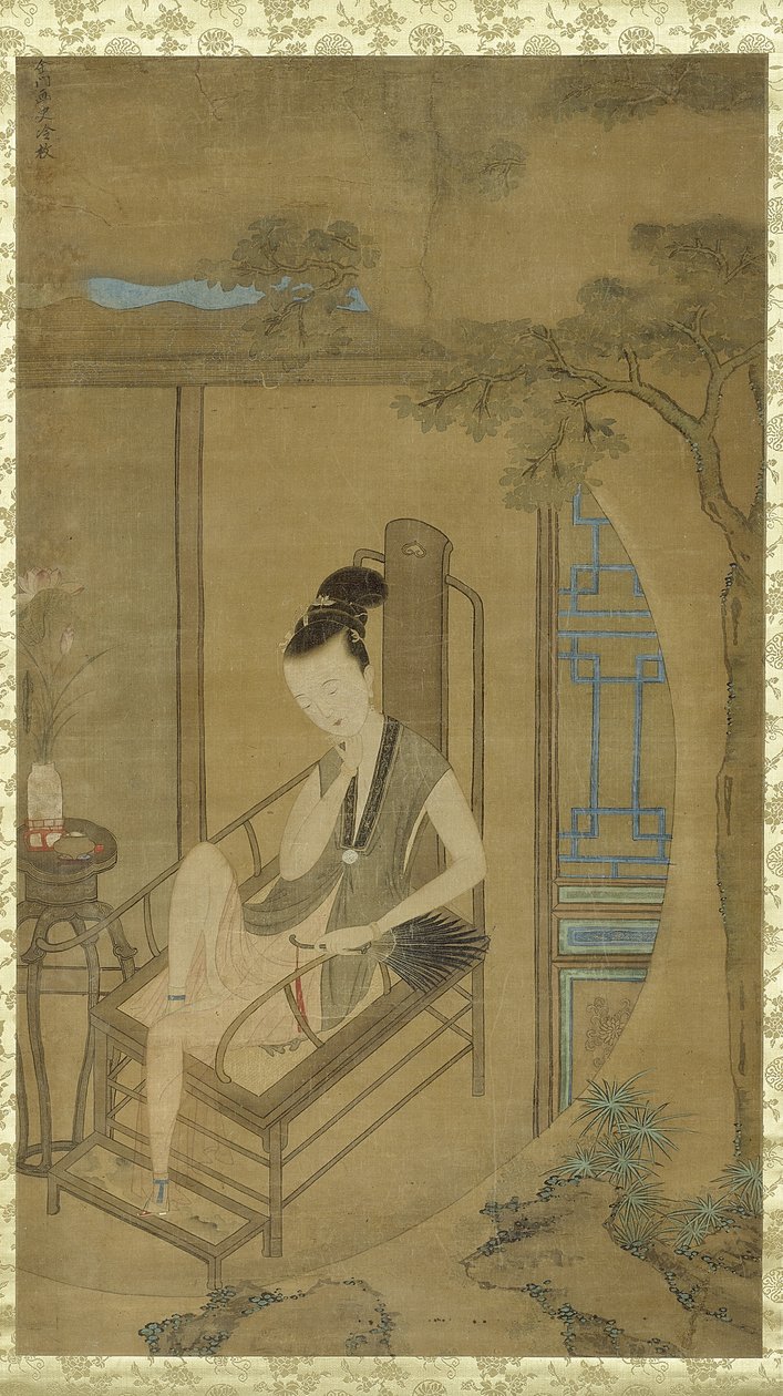 Woman Fantasizing, Qing-dynastin, Kangxi-perioden, ca 1700-22 av Leng Mei