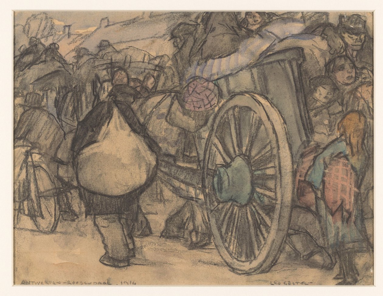 Antwerpen-Roosendaal-1914 (originaltitel på objektet) av Leo Gestel (signed by artist)