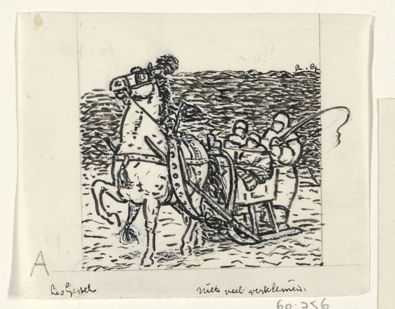 Släde dragen av en häst av Leo Gestel (signed by artist)