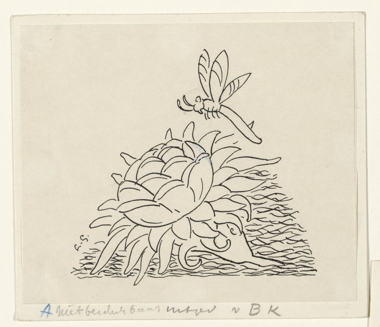 Blomma med en trollslända av Leo Gestel (signed by artist)