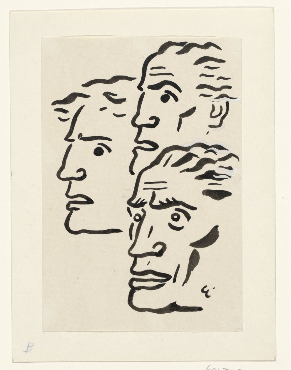 Tre mäns ansikten av Leo Gestel (signed by artist)