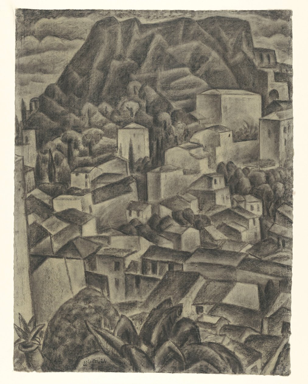 Italiensk bergsby av Leo Gestel (signed by artist)
