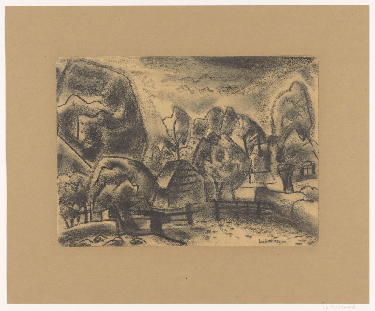 Landskap med en gård bland träd av Leo Gestel (signed by artist)