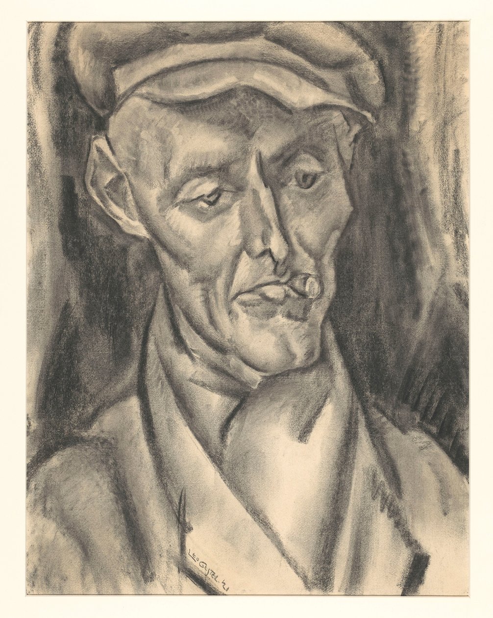 Man med keps och cigarr av Leo Gestel (signed by artist)