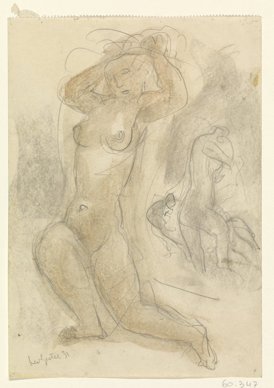 Två knästående nakenbilder av Leo Gestel (signed by artist)