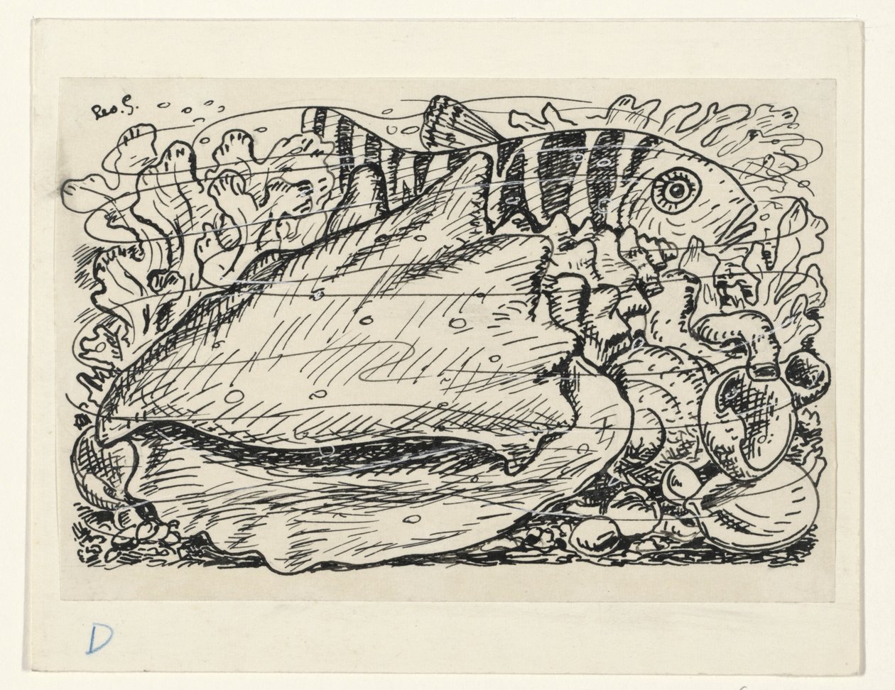 Fisk och skal i vattnet av Leo Gestel (signed by artist)