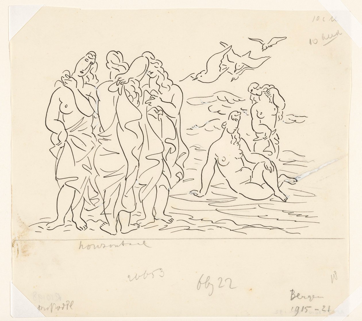 Badgäster (skiss) av Leo Gestel
