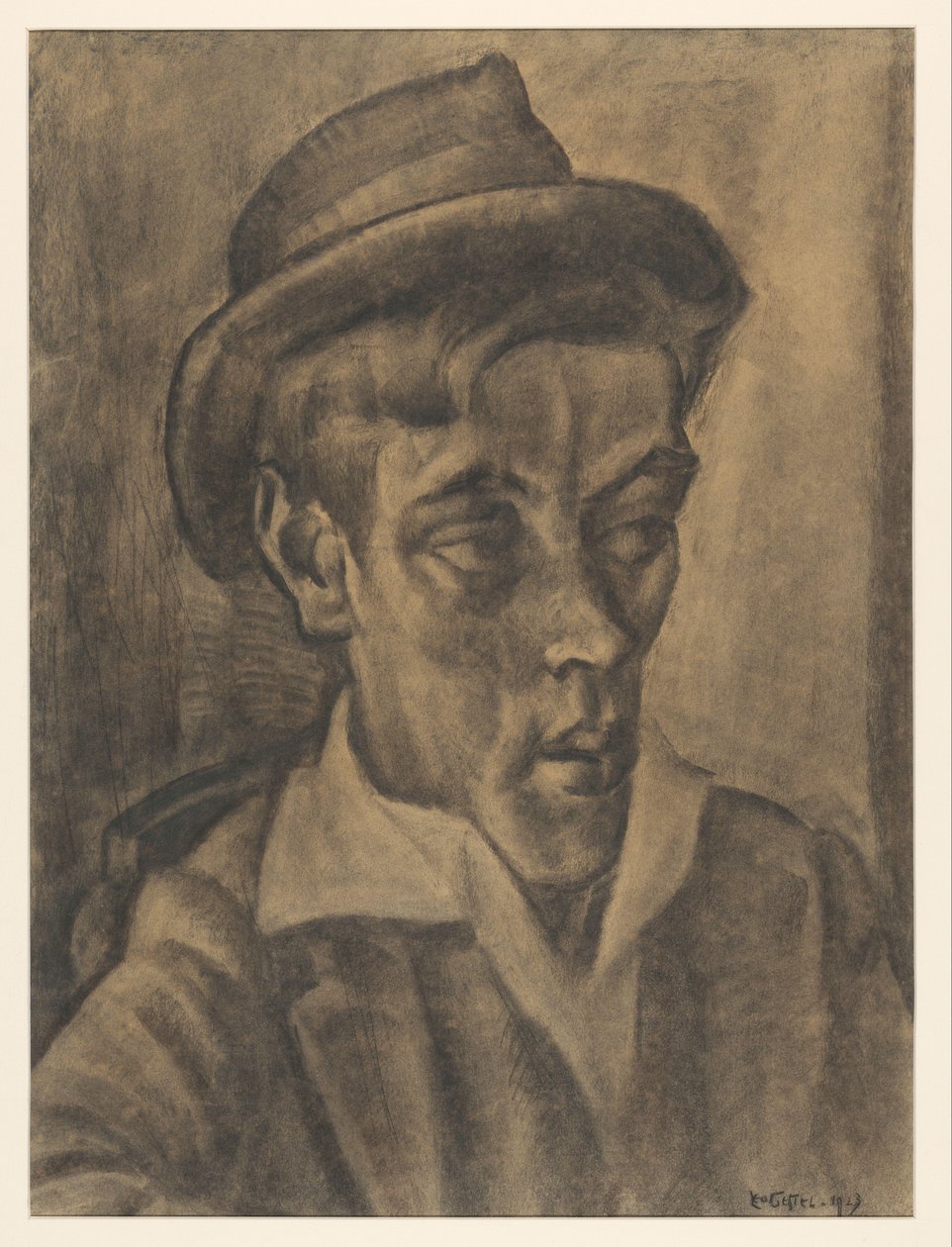 Byst av man med hatt av Leo Gestel