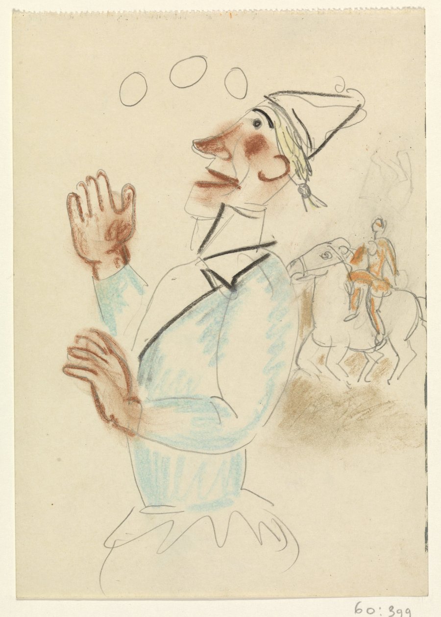 Clown och ryttare till häst av Leo Gestel