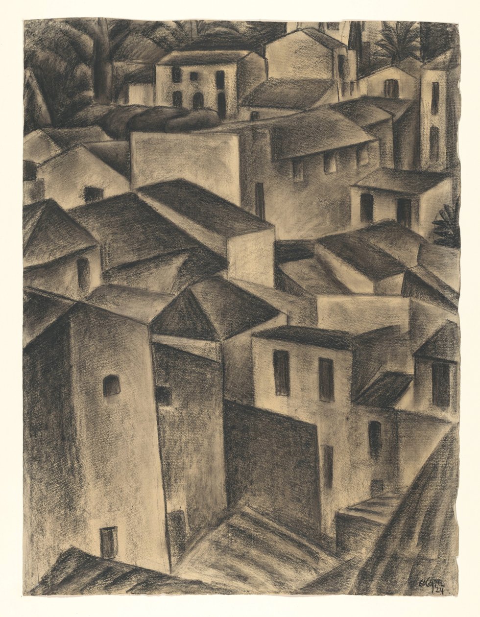 Utsikt över en italiensk by av Leo Gestel