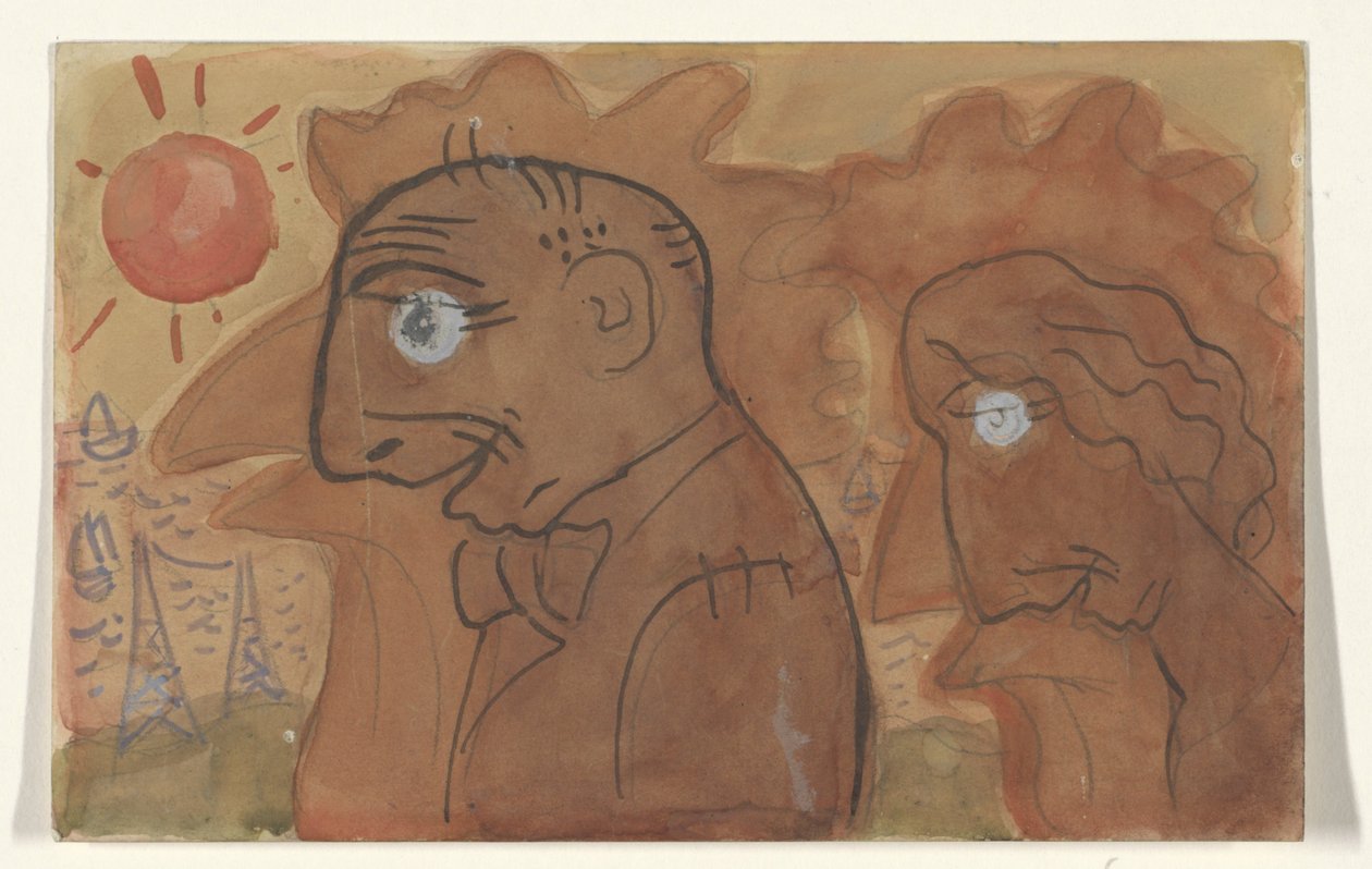 Karikatyr av Leo Gestel och hans fru av Leo Gestel
