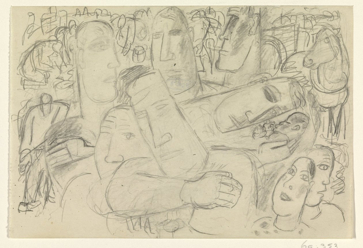 Människor, ansikten och en häst av Leo Gestel