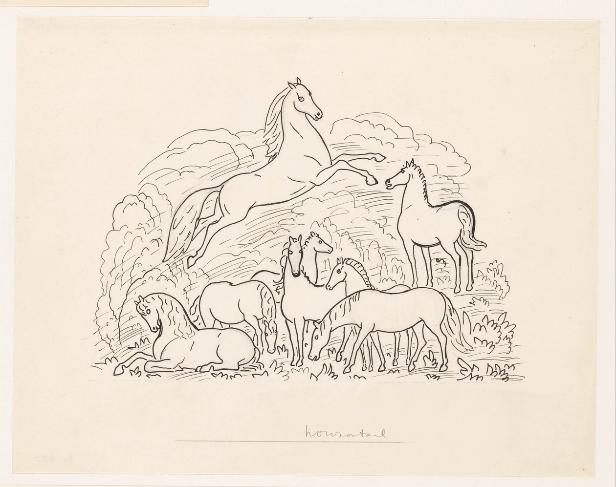 Studieblad med åtta hästar av Leo Gestel